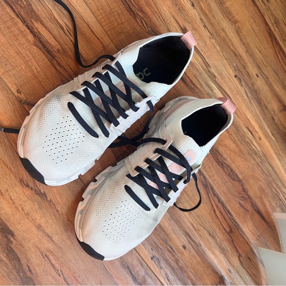 Women's White and Pink Sneakers